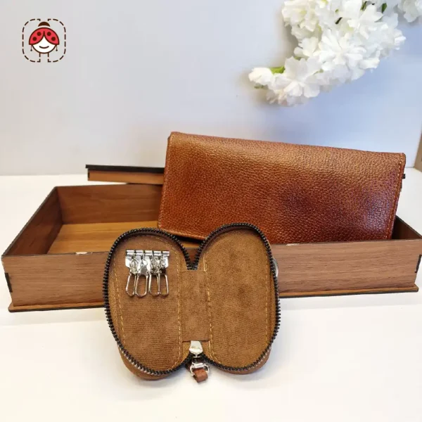 ست چرم جا کلیدی و کیف پول نمای جا کلیدی